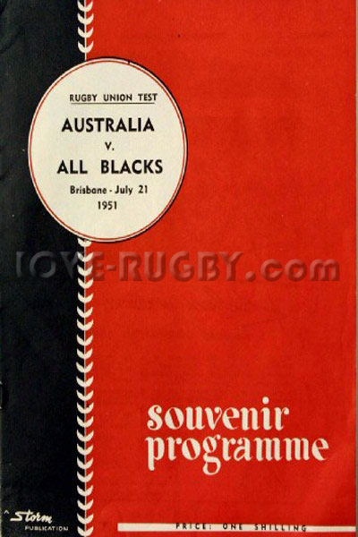 1951 Australia v New Zealand  Rugby Programme
